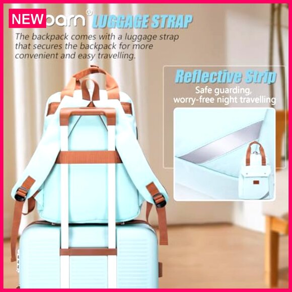 Lightweight Travel Backpack with USB Port, Laptop Compartment, Luggage Strap - Picture 6 of 8